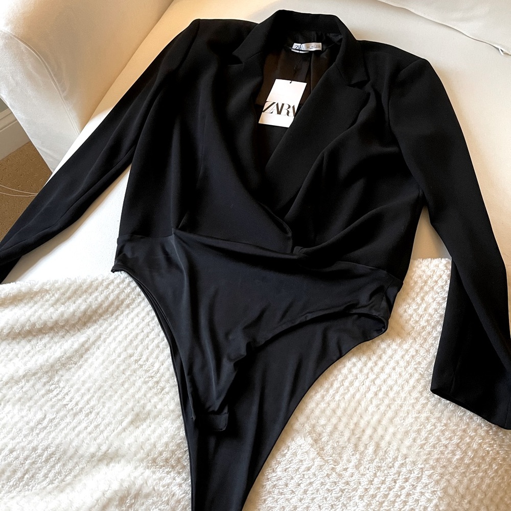 Zara Black bodysuit blazer. NWT
